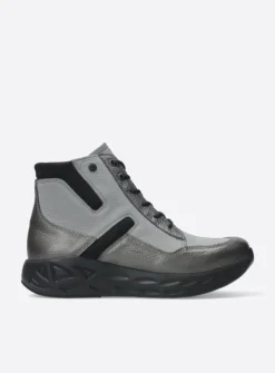 Wolky Leap - antraciet combi leer<DAMES Hoge Veterschoenen|Wandelschoenen