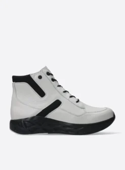 Wolky Leap - wit combi leer<DAMES Hoge Veterschoenen|Wandelschoenen