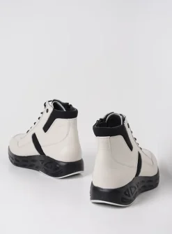 Wolky Leap - wit combi leer<DAMES Hoge Veterschoenen|Wandelschoenen