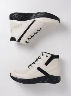 Wolky Leap - wit combi leer<DAMES Hoge Veterschoenen|Wandelschoenen