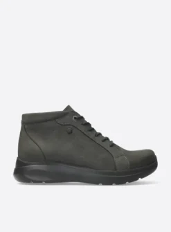Wolky Lima - asfalt nubuck<DAMES Hoge Veterschoenen|Wandelschoenen