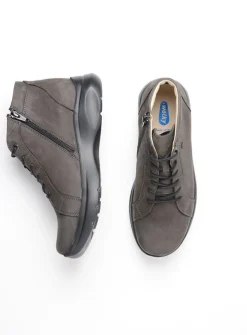Wolky Lima - asfalt nubuck<DAMES Hoge Veterschoenen|Wandelschoenen