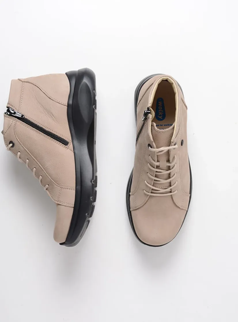 Wolky Lima - safari nubuck<DAMES Hoge Veterschoenen|Wandelschoenen