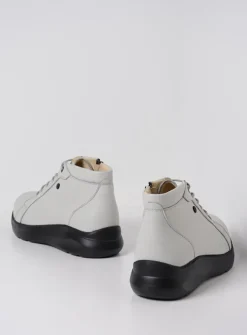 Wolky Lima - wol wit leer<DAMES Hoge Veterschoenen|Wandelschoenen