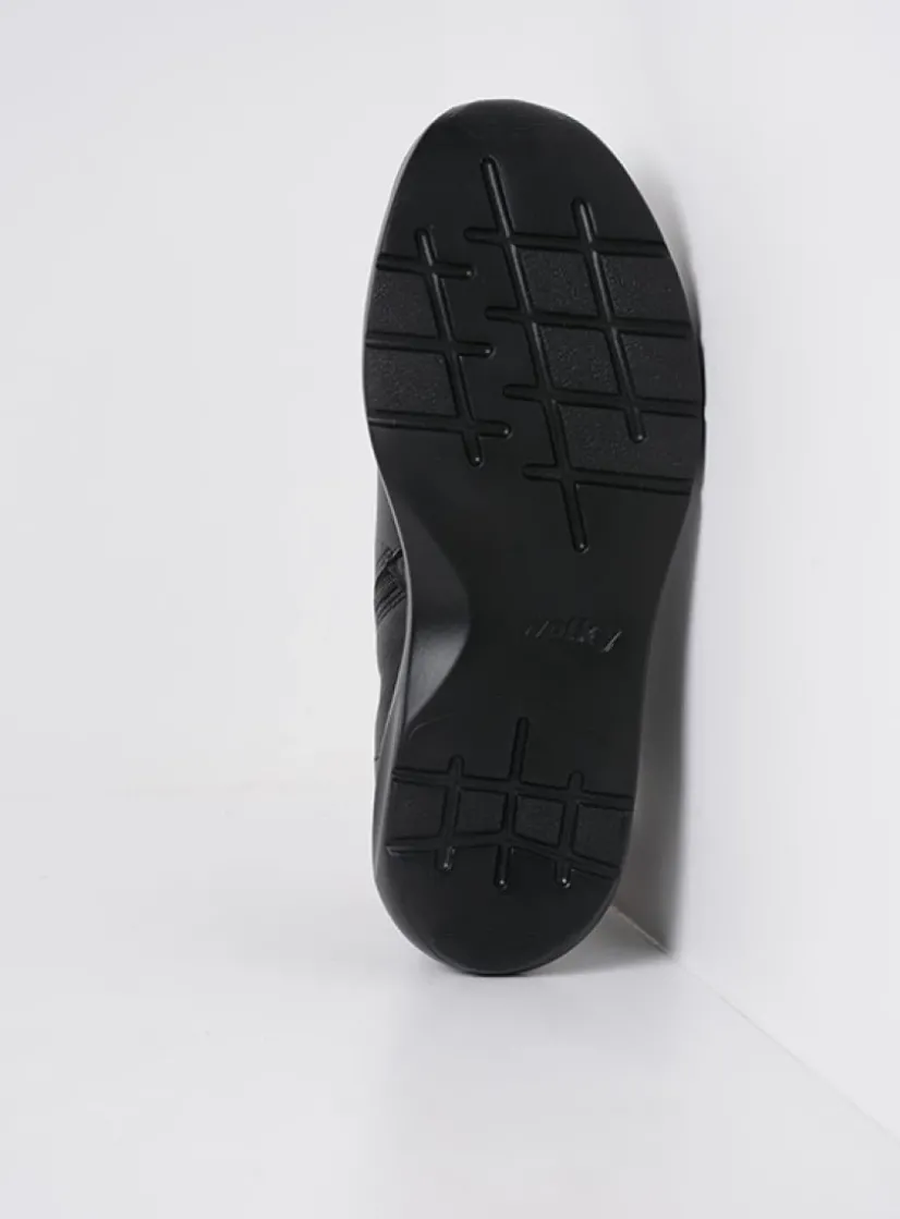 Wolky Lima - zwart leer<DAMES Hoge Veterschoenen|Wandelschoenen