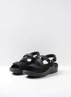 Wolky Lisse - zwart nubuck<DAMES Sandalen