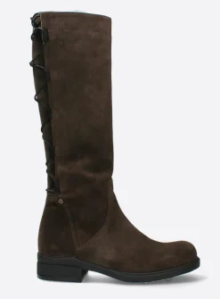 Wolky Longview - donkerbruin suede<DAMES Veterlaarzen|Lange Laarzen