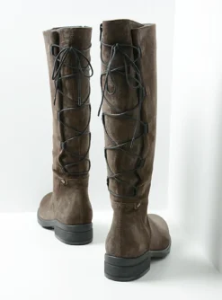 Wolky Longview - donkerbruin suede<DAMES Veterlaarzen|Lange Laarzen