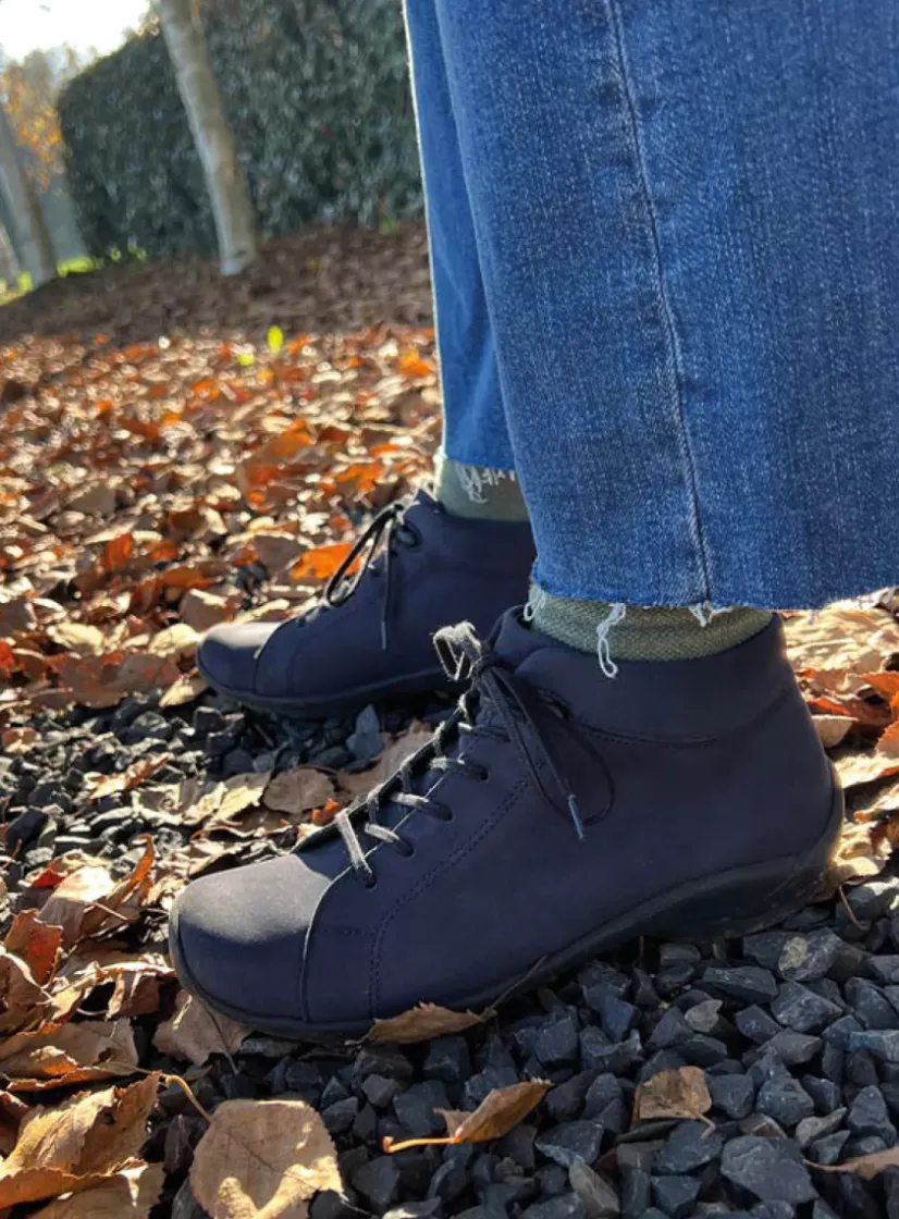 Wolky Louise - blauw nubuck<DAMES Lage Veterschoenen|Herfst/Winter