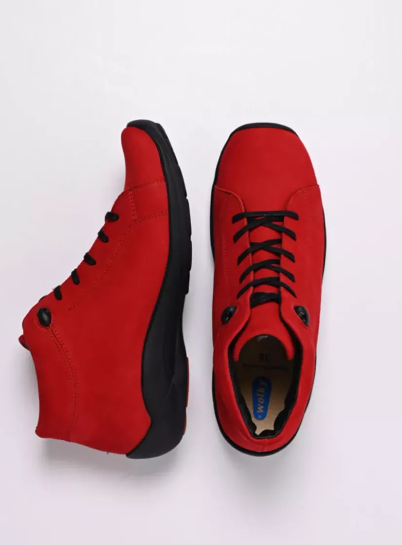 Wolky Louise - donkerrood nubuck<DAMES Lage Veterschoenen|Herfst/Winter