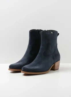 Wolky Lubbock - blauw zomer suede<DAMES Cowboylaarzen|Enkellaarsjes