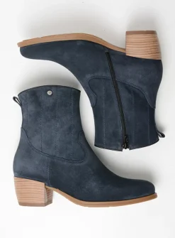 Wolky Lubbock - blauw zomer suede<DAMES Cowboylaarzen|Enkellaarsjes