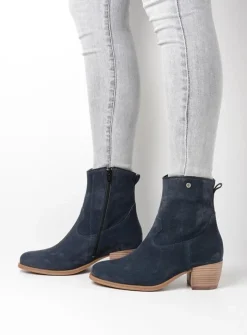 Wolky Lubbock - blauw zomer suede<DAMES Cowboylaarzen|Enkellaarsjes