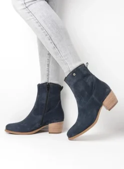 Wolky Lubbock - blauw zomer suede<DAMES Cowboylaarzen|Enkellaarsjes
