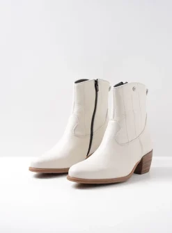 Wolky Lubbock - creme wit leer<DAMES Cowboylaarzen|Enkellaarsjes