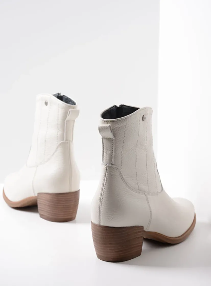 Wolky Lubbock - creme wit leer<DAMES Cowboylaarzen|Enkellaarsjes