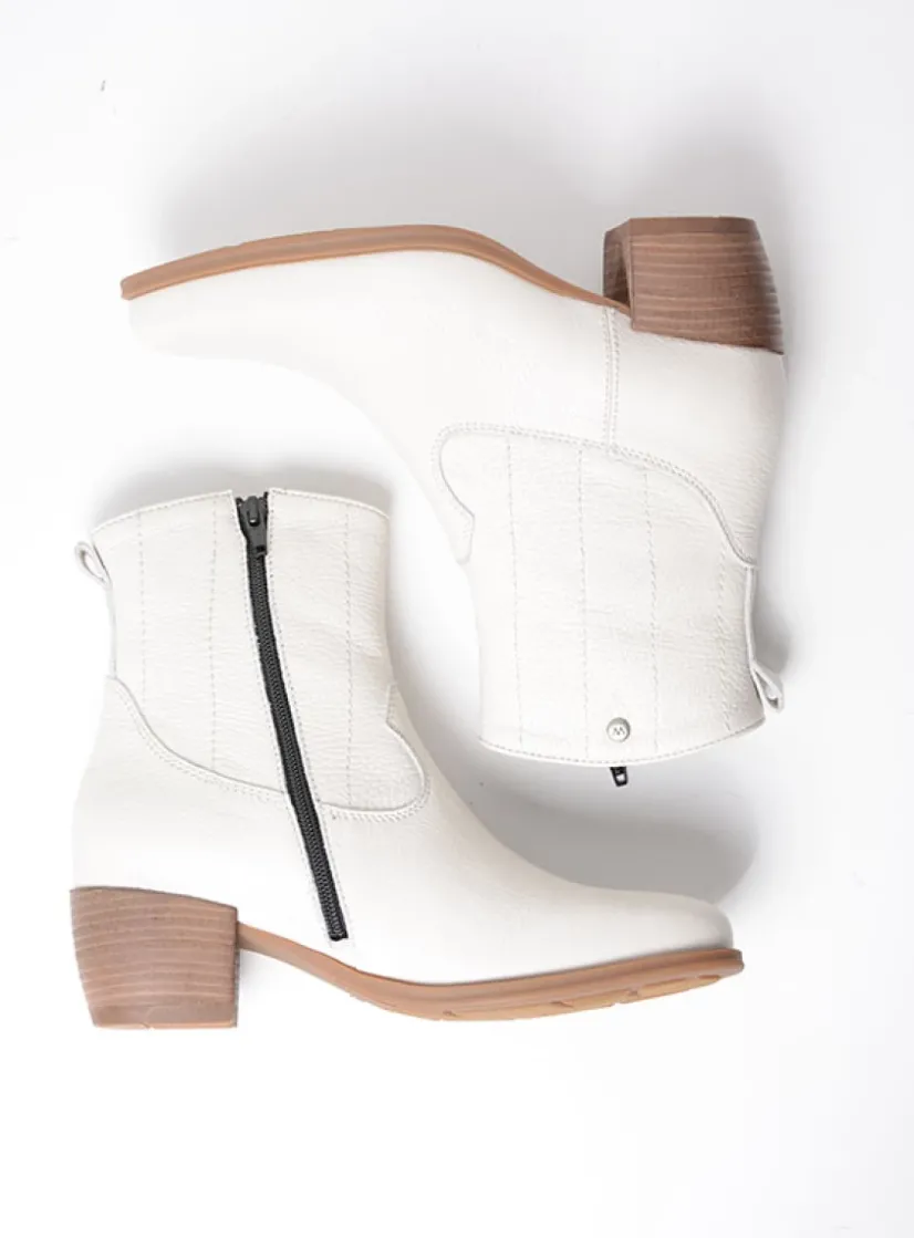 Wolky Lubbock - creme wit leer<DAMES Cowboylaarzen|Enkellaarsjes