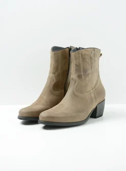 Wolky Lubbock - taupe suede<DAMES Cowboylaarzen|Enkellaarsjes