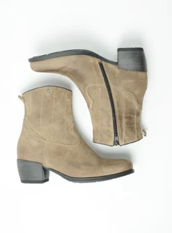 Wolky Lubbock - taupe suede<DAMES Cowboylaarzen|Enkellaarsjes