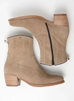 Wolky Lubbock - taupe zomer suede<DAMES Cowboylaarzen|Enkellaarsjes