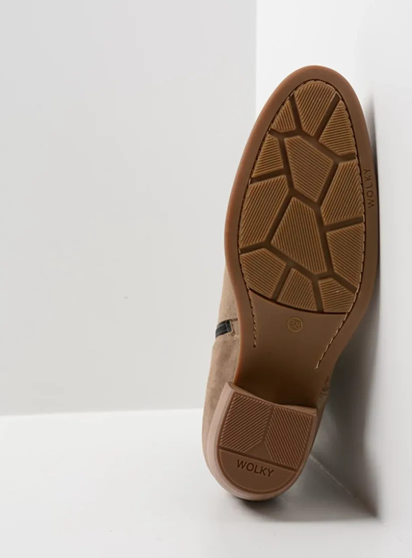 Wolky Lubbock - taupe zomer suede<DAMES Cowboylaarzen|Enkellaarsjes