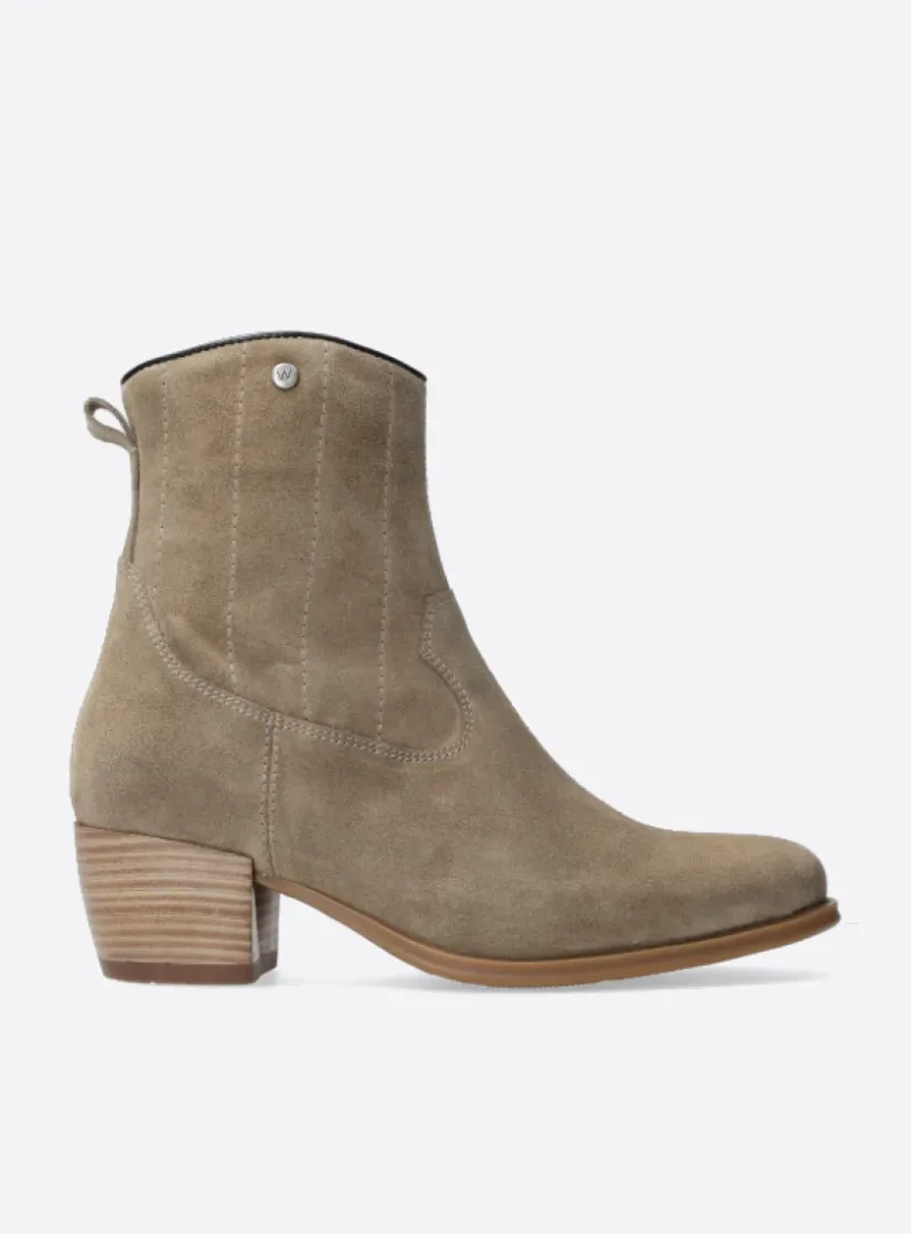 Wolky Lubbock HV - taupe zomer suede<DAMES Cowboylaarzen|Enkellaarsjes