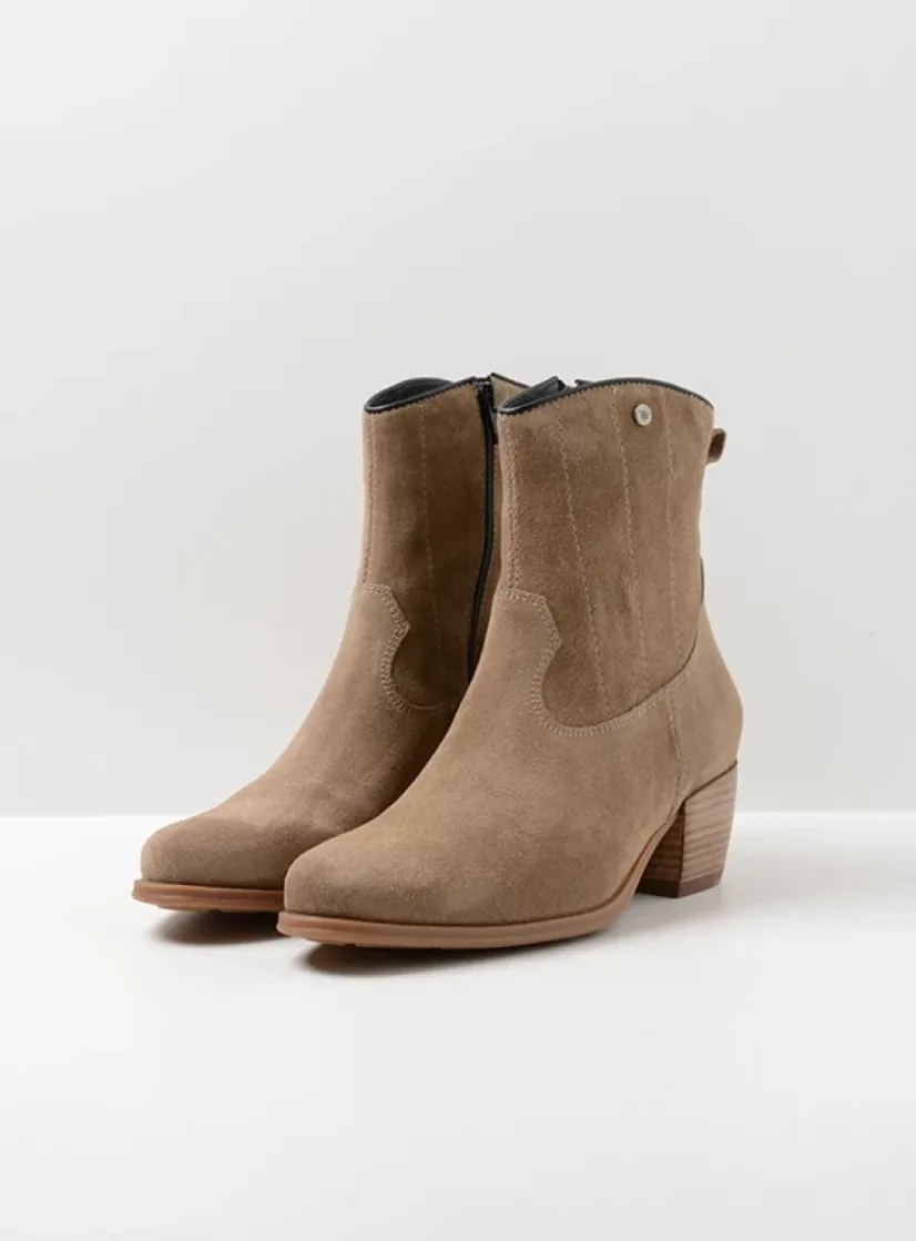Wolky Lubbock HV - taupe zomer suede<DAMES Cowboylaarzen|Enkellaarsjes
