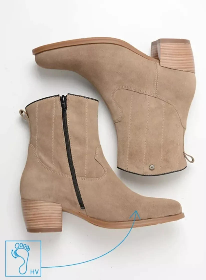 Wolky Lubbock HV - taupe zomer suede<DAMES Cowboylaarzen|Enkellaarsjes