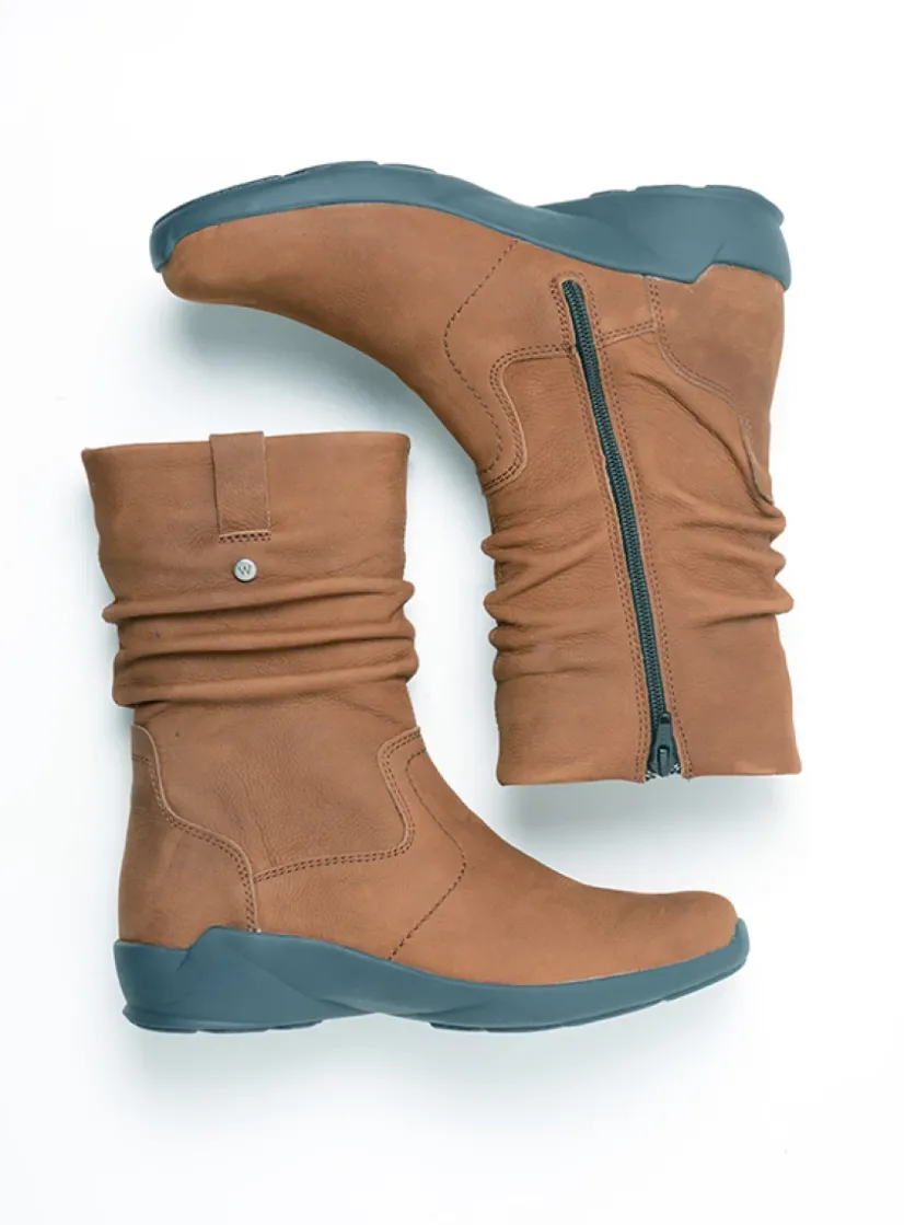 Wolky Luna - cognac nubuck<DAMES Halfhoge Laarzen|Herfst/Winter