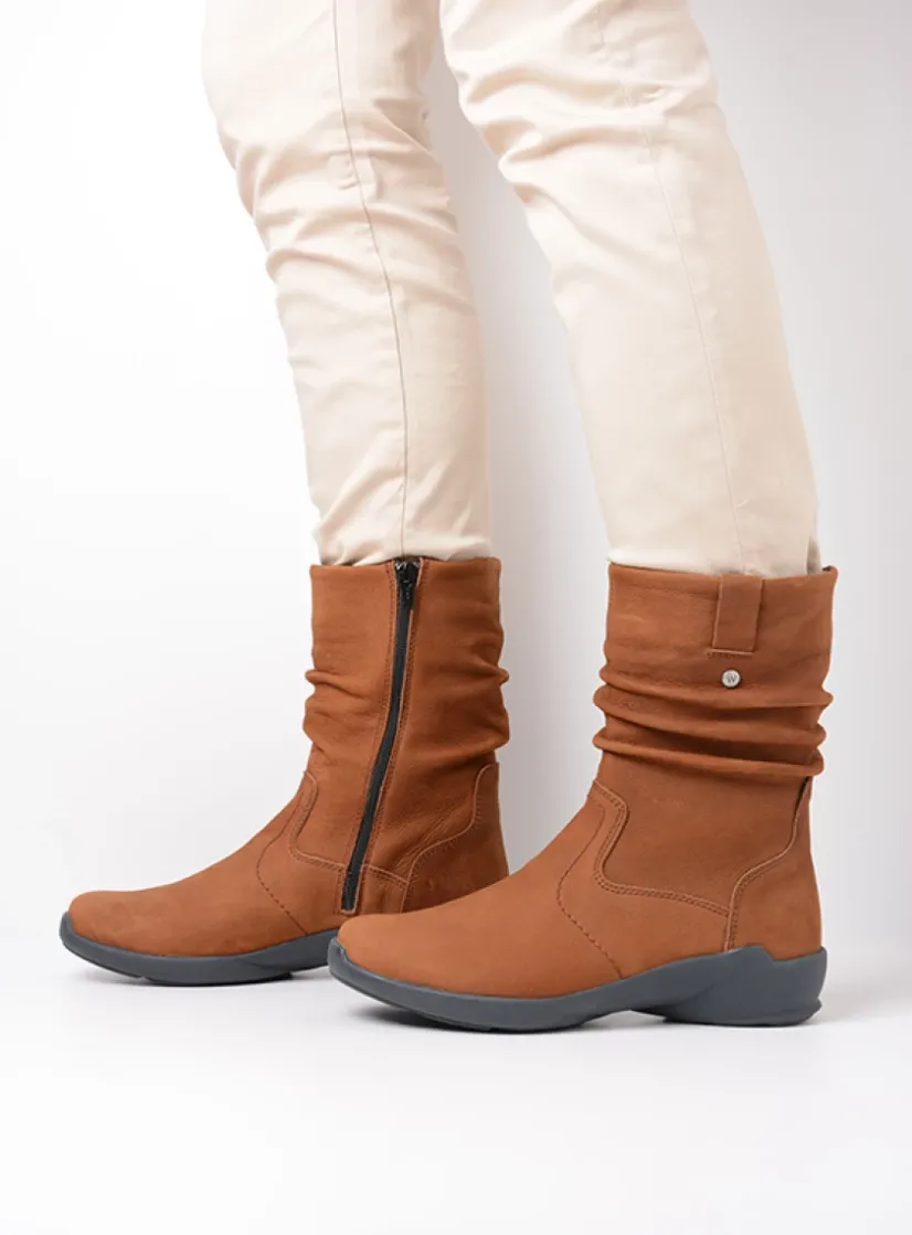 Wolky Luna - cognac nubuck<DAMES Halfhoge Laarzen|Herfst/Winter