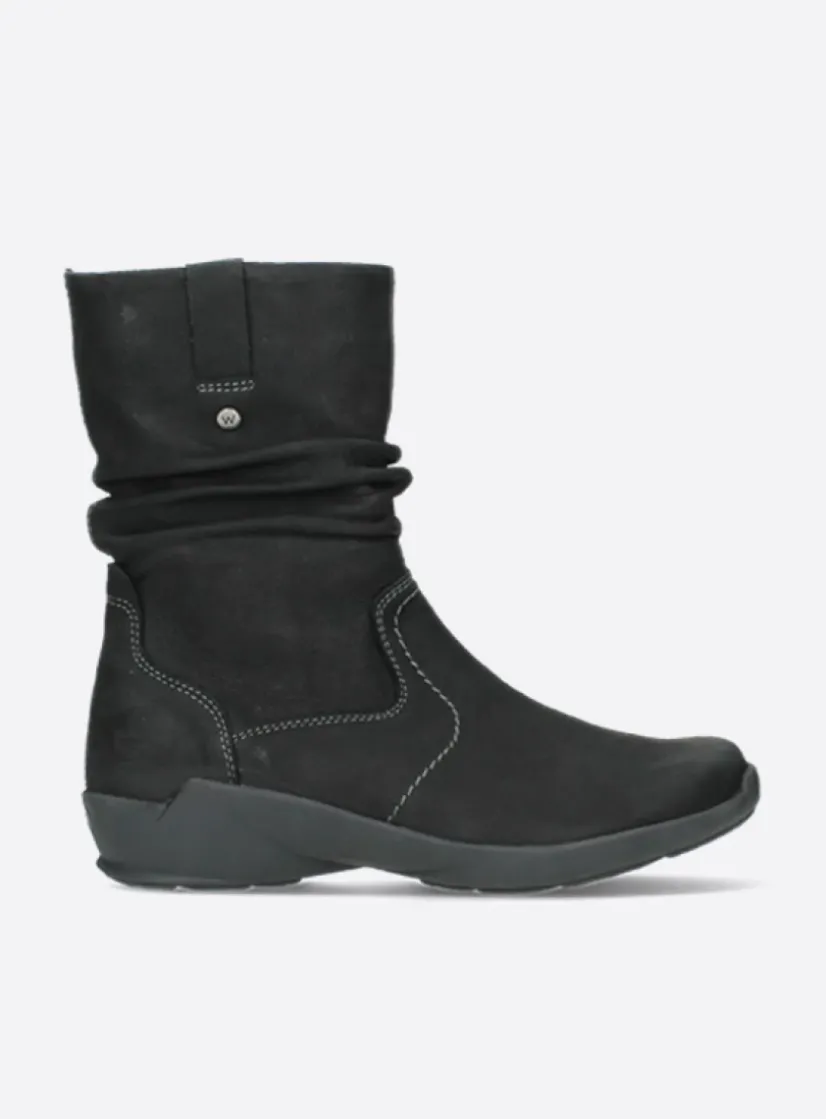 Wolky Luna - zwart nubuck<DAMES Halfhoge Laarzen|Herfst/Winter