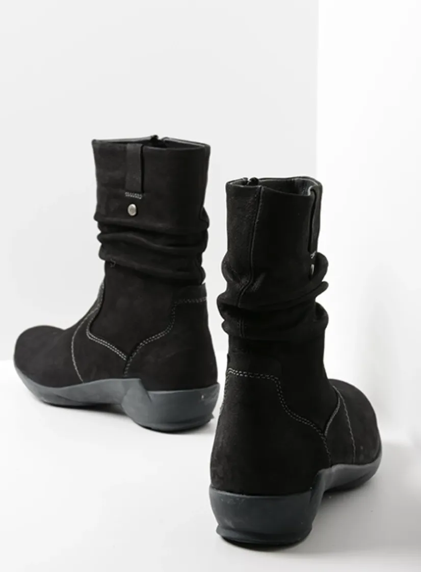 Wolky Luna - zwart nubuck<DAMES Halfhoge Laarzen|Herfst/Winter