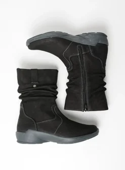 Wolky Luna - zwart nubuck<DAMES Halfhoge Laarzen|Herfst/Winter