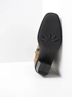 Wolky Mallow - donker taupe suede<DAMES Halfhoge Laarzen|Enkellaarsjes