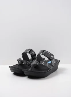 Wolky Martinique - antraciet crocolook lakleer<DAMES Slippers
