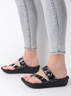 Wolky Martinique - antraciet crocolook lakleer<DAMES Slippers