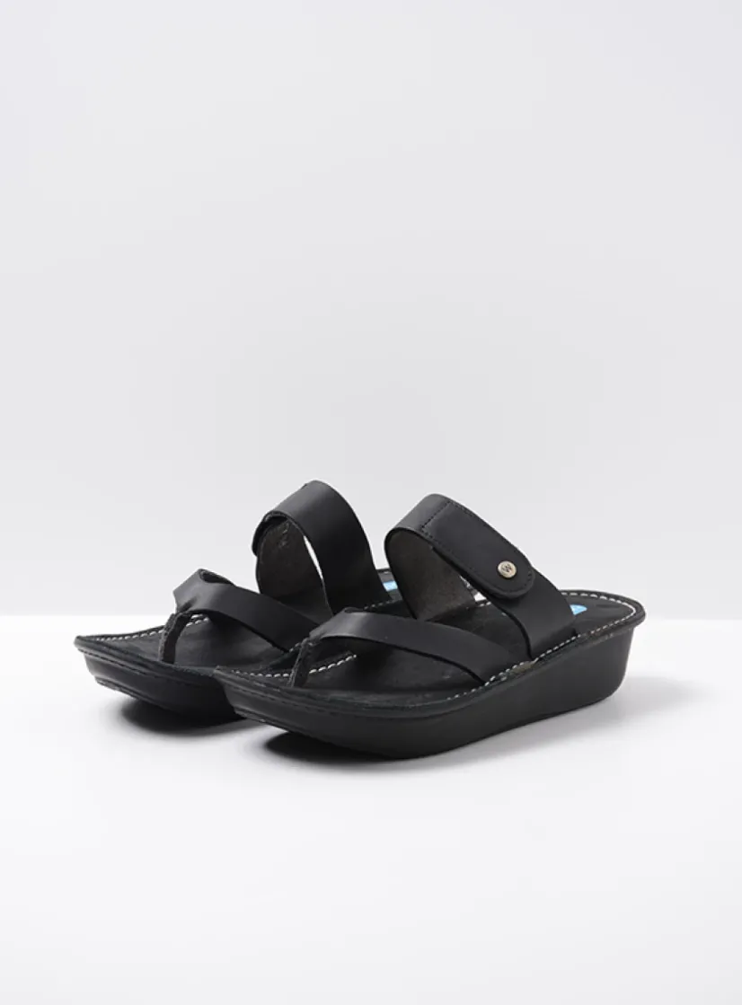 Wolky Martinique - zwart leer<DAMES Slippers