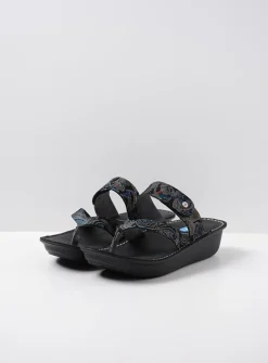 Wolky Martinique - zwart/blauw suede<DAMES Slippers