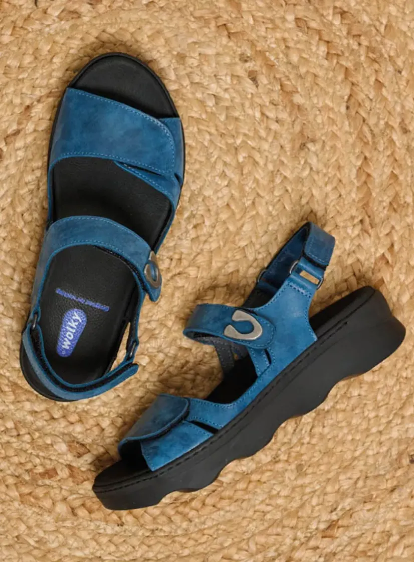 Wolky Medusa - blauw effectleer<DAMES Sandalen
