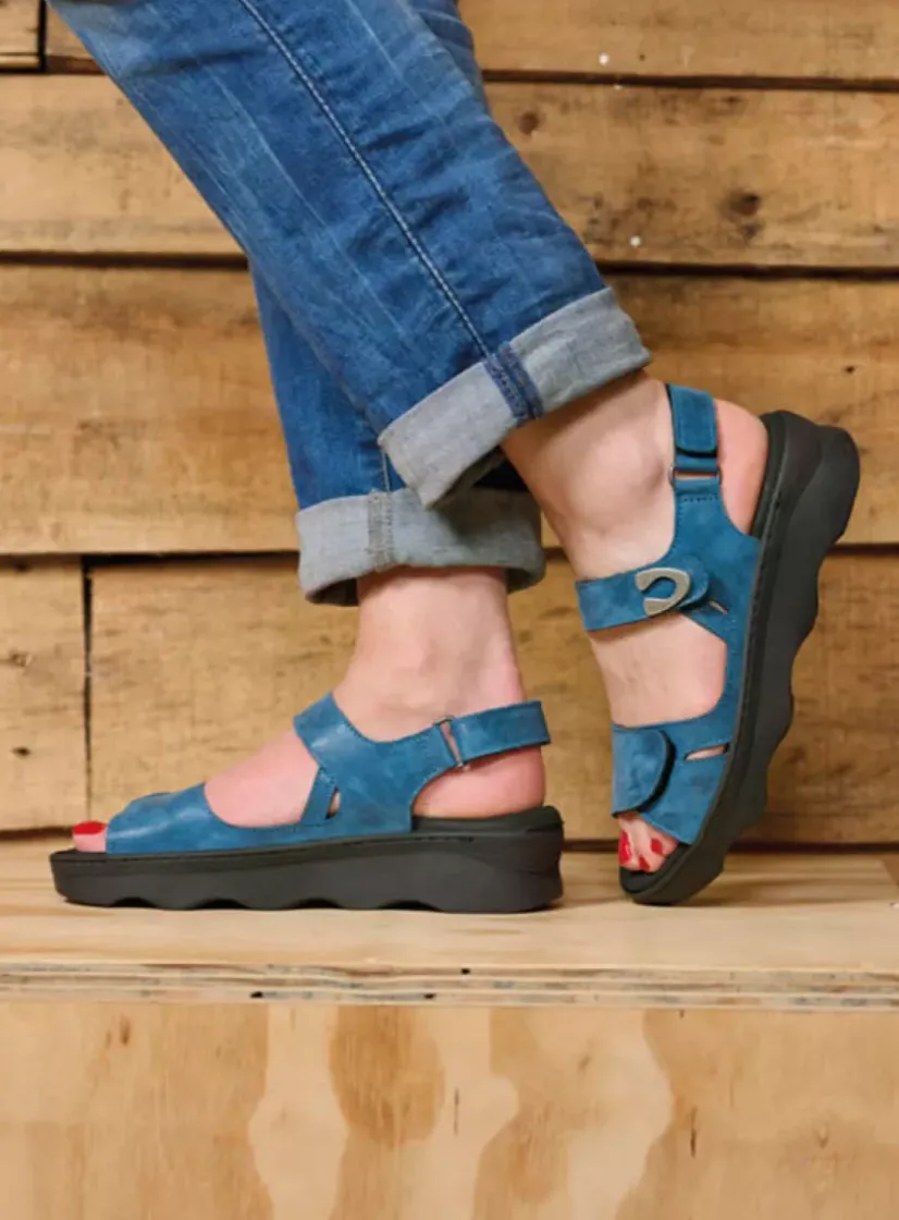 Wolky Medusa - blauw effectleer<DAMES Sandalen
