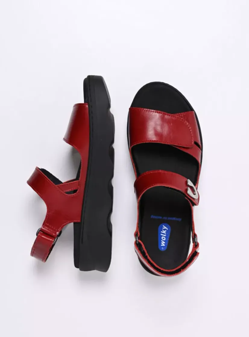 Wolky Medusa - bordeauxrood leer<DAMES Sandalen