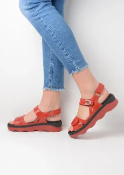 Wolky Medusa - rood leer<DAMES Sandalen