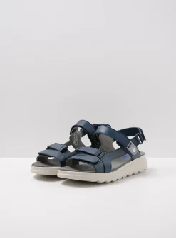 Wolky Mile - blauw leer<DAMES Sandalen