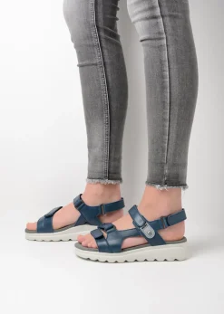 Wolky Mile - blauw leer<DAMES Sandalen