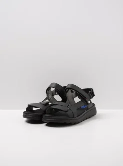 Wolky Mile - zwart leer<DAMES Sandalen