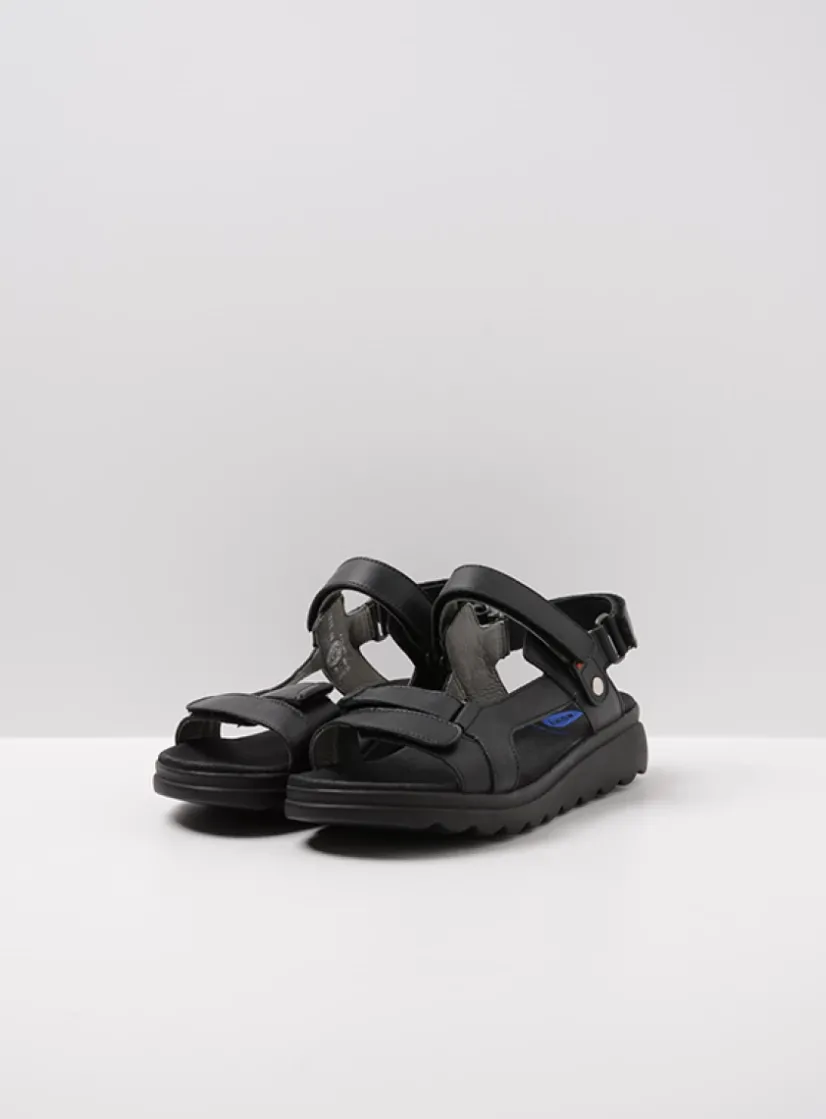 Wolky Mile - zwart leer<DAMES Sandalen