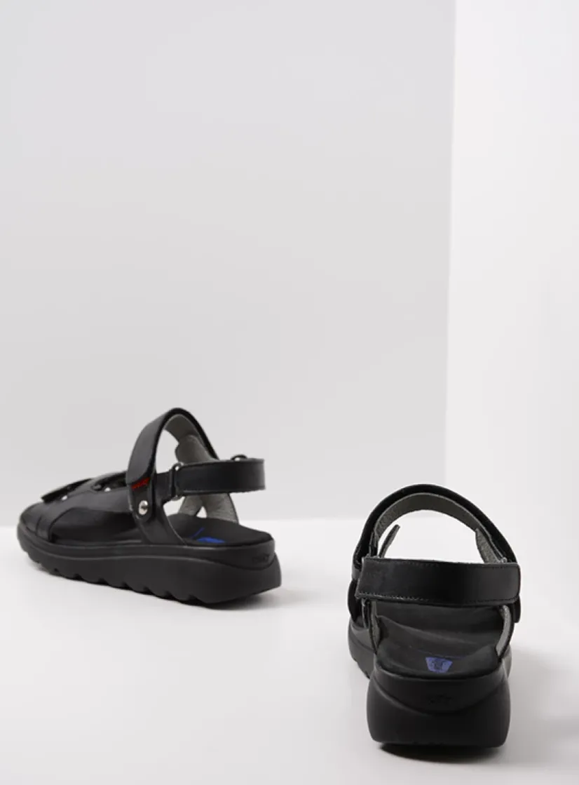 Wolky Mile - zwart leer<DAMES Sandalen