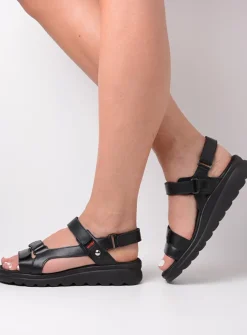 Wolky Mile - zwart leer<DAMES Sandalen