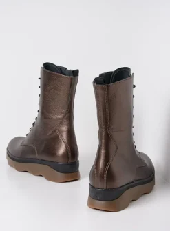 Wolky Mito - brons leer<DAMES Veterlaarzen|Herfst/Winter