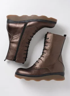 Wolky Mito - brons leer<DAMES Veterlaarzen|Herfst/Winter